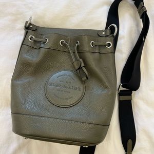 Green Coach bucket bag with crossbody strap